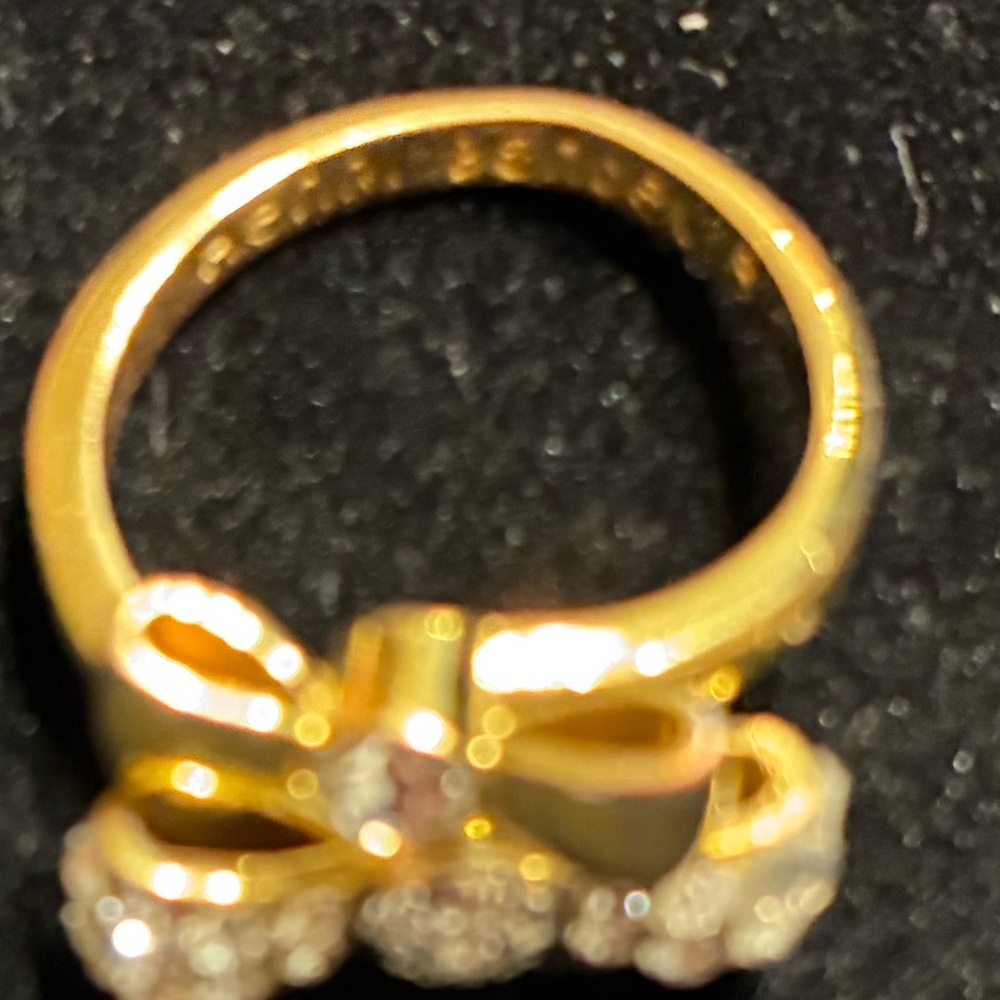 Henri Bendel Gold Bow Ring with Crystal Accents - Picture 5 of 8
